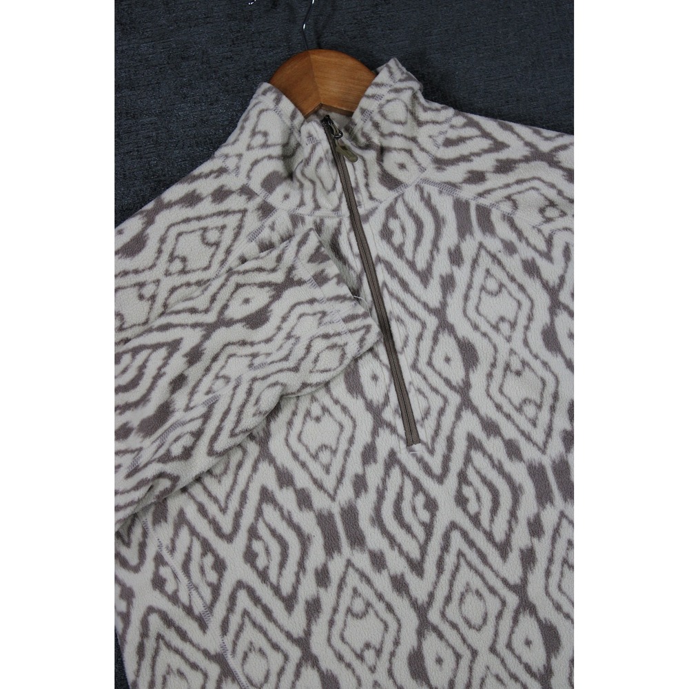 Marmot Womens Fleece Pullover Quarter Zip Geometric Ikat Grey Cream Size Medium